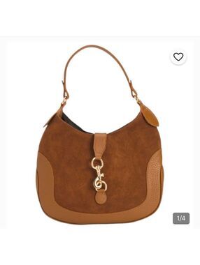 Isadora "Norina" Italian Suede Hobo Shoulder Bag  NWT